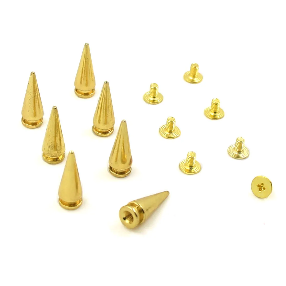 100 шт. золотые и серебряные конусные винтовой шип заклепки металлические