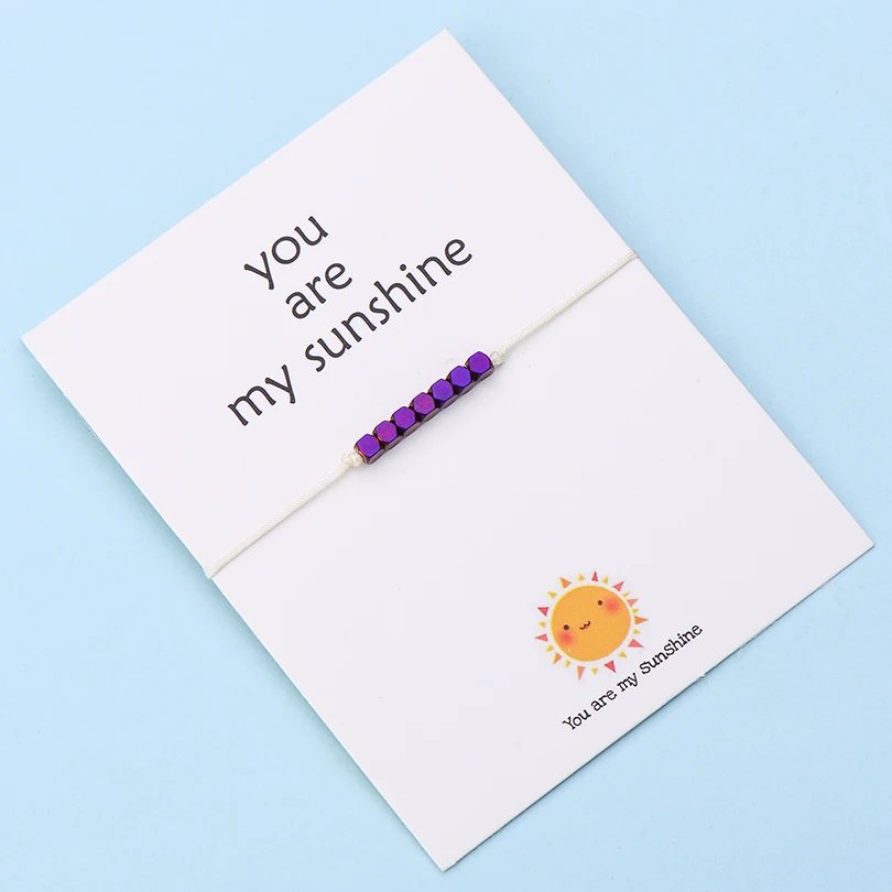 color 4 IYOE Wish Card You Are My Sunshine крошечные бусины браслеты с подвесками для женщин и мужчин геометрические бусины ручной работы красный браслет с нитью подарок - Окраска металла: color 4