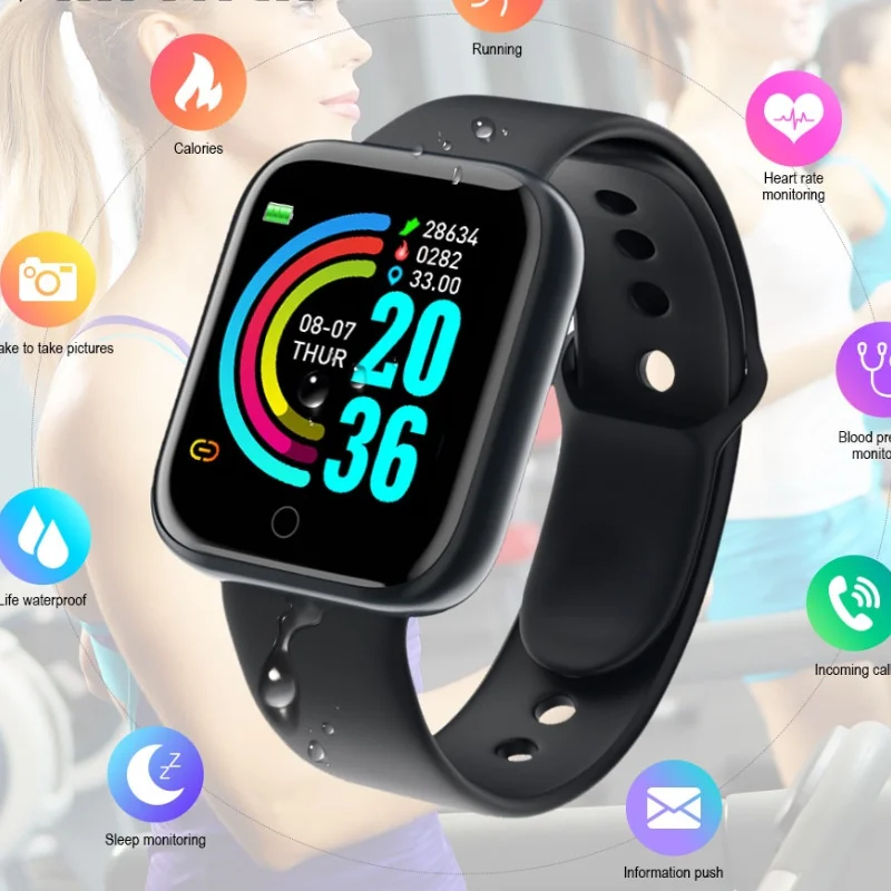 

2021 Smartwatch Men Women Heart Rate Blood Pressure Monitor Waterpoof Bluetooth D20s Smart Watch For Android IOS Smart Clock Y68
