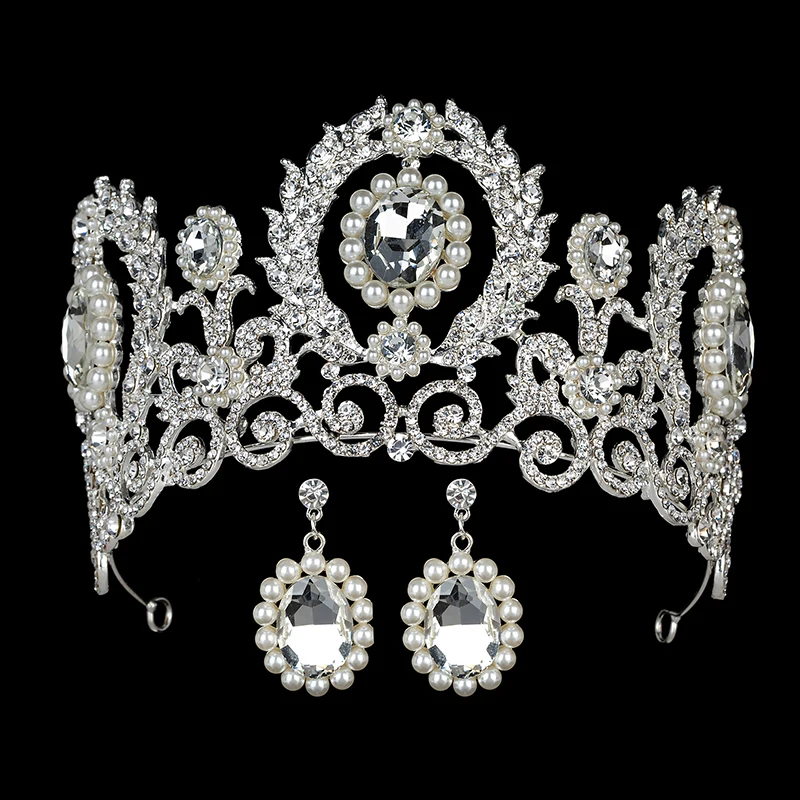 

Tiaras and Earrings HADIYANA Elegant Exquisite Bridal Wedding Hair Accessories Women Headband Rhinestone BCY8937 Corona Princesa