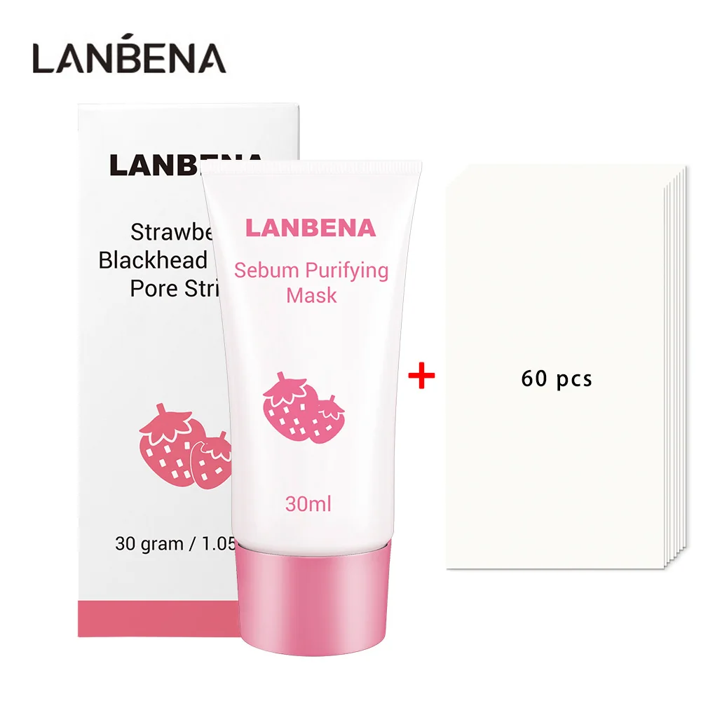 LANBENA маска для лица клубника удаления угрей глина носа полоска пор черная