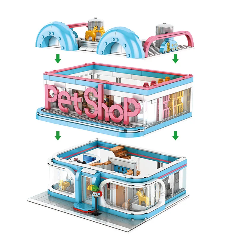 

Pet Shop Set Creator City Architecture Model Building Blocks 1082 Pcs Bricks Girl Boys Birthday Christmas Gifts Kids Toy