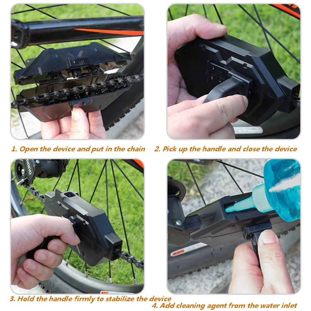 

Portable Bicycle Chain Cleaner Chain Cleaning Scrubber Box Mountain Road Bike Wash Tool MTB Cleaning Kit Cycling Accessories