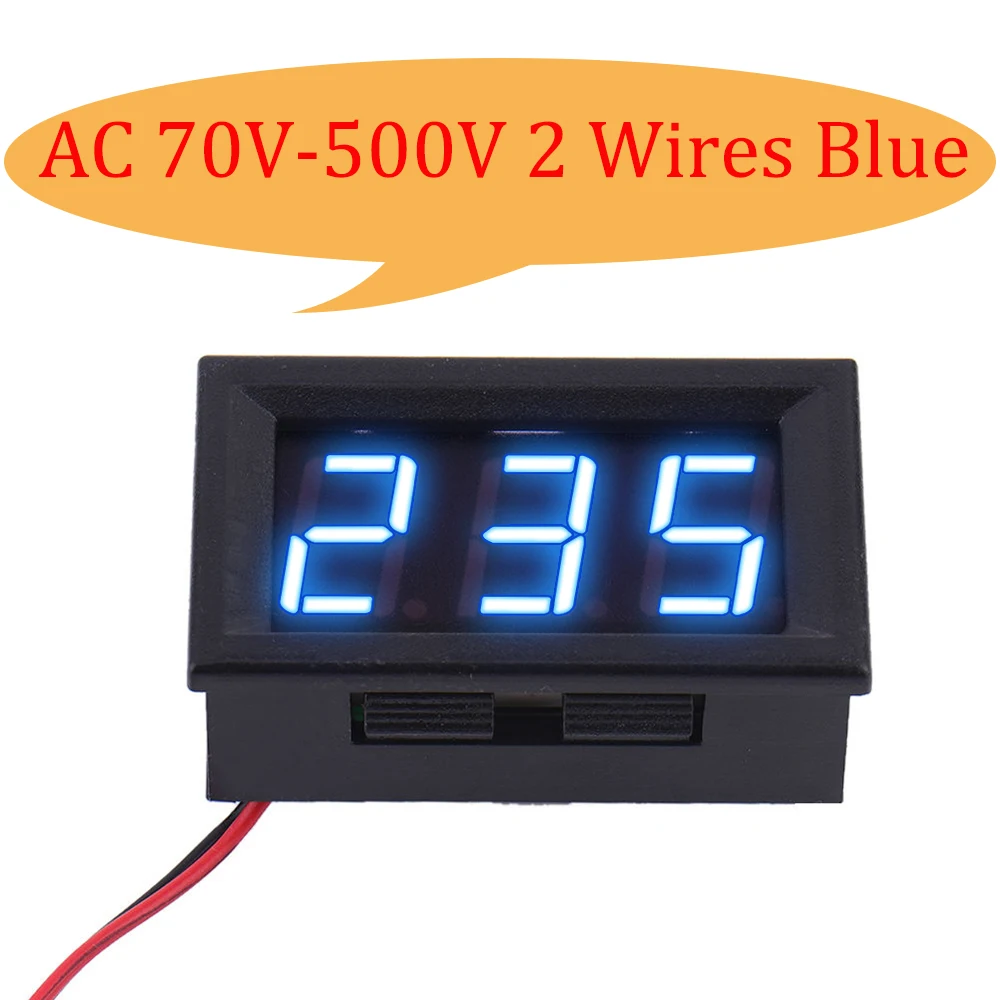 AC 70V-500V Blue 0,56 ''Мини светодиодный цифровой вольтметр постоянного тока 0-100 в 12 В 24 в емкость напряжения монитор Вольт Панель тестер метр для автомобиля мотоцикла - Цвет: AC 70V-500V Blue