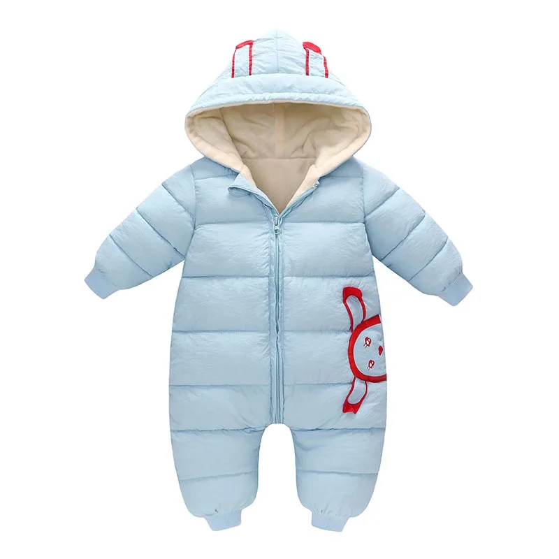 Light Blue Одежда для малышей; комбинезоны для мальчиков и девочек; зимний флисовый комбинезон; Комбинезоны для детей; Одежда для новорожденных с капюшоном; костюм для малышей; куртки - Цвет: Light Blue