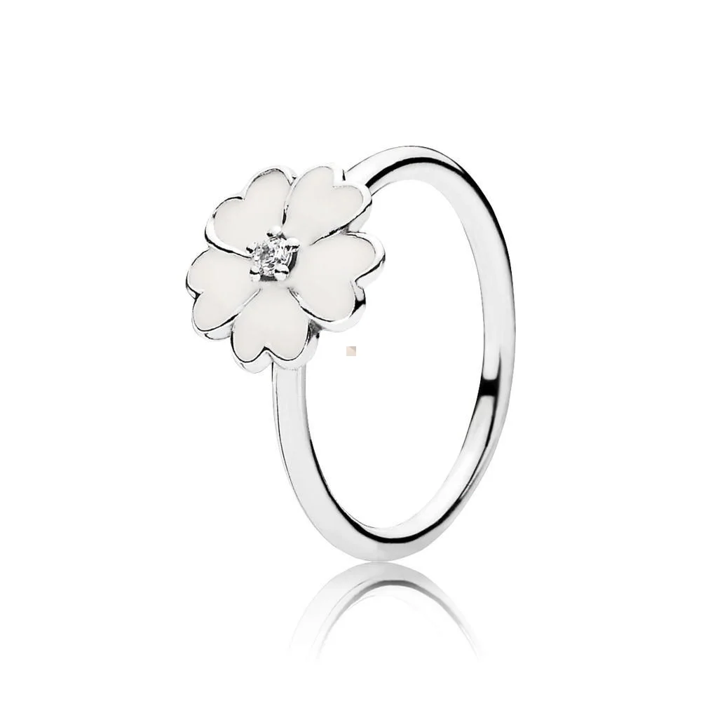 

190931EN12 Primrose Stackable Ring White Enamel