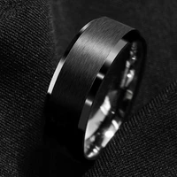 8mm black fashion men ring stainless steel ring matte brushed wedding engagement band unisex jewelry men birthday gift