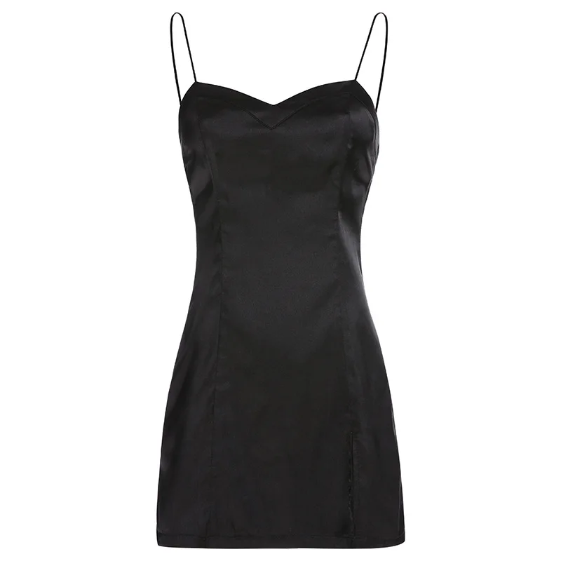 

Women New Style Dress Imitated Silk Fabric Black Women's Sexy Camisole Dresses Mini Dress