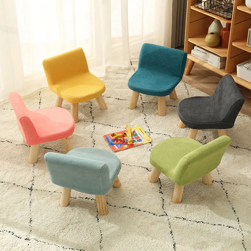 

Nordic Style Foot Stool Modern Simplicity Furniture Low Stool Living Room Footstool Solid Wood Cotton And Linen Material Chair