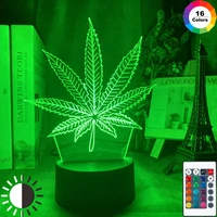 acrylic led night light weed usb battery powered table lamp color changing touch sensor home decor light kids bedroom nightlight