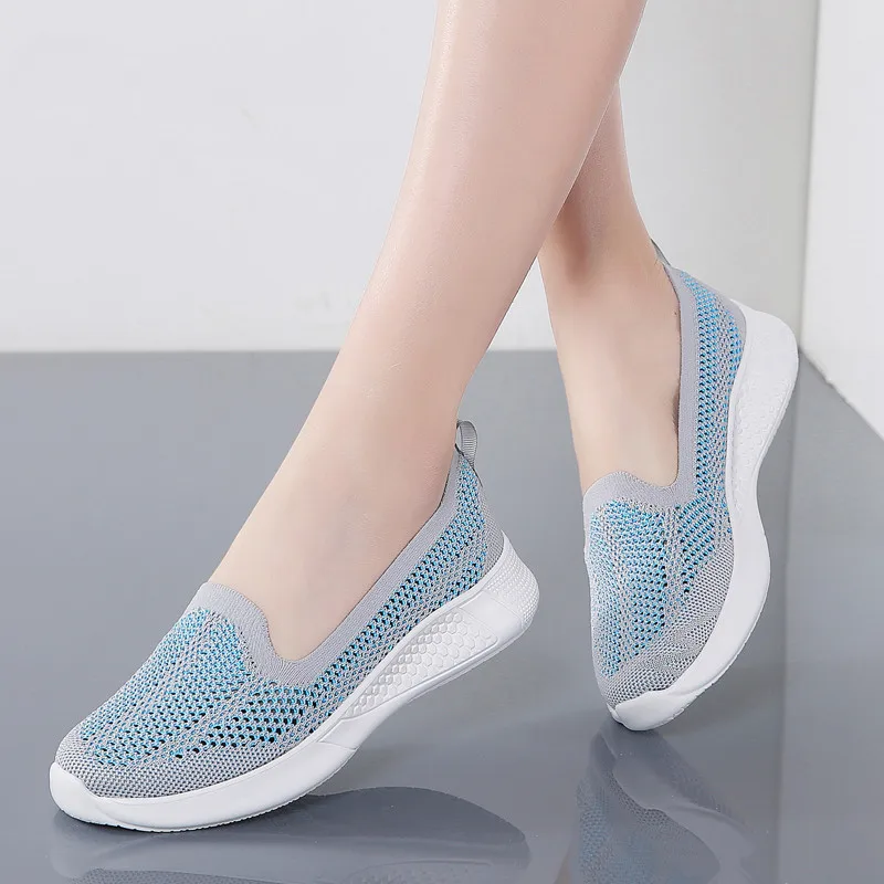 

2020 Fashion Sneakers Women Flats Shoes Summer Breathable Mesh Casual Shoes Woman Slip-on Ballerina Flats Ladies Walking Shoes