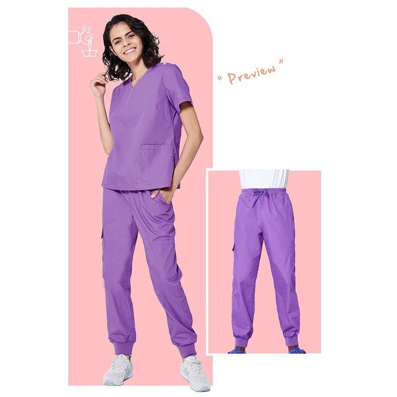 Женский скраб набор однотонная Хирургическая Одежда костюм для домашних