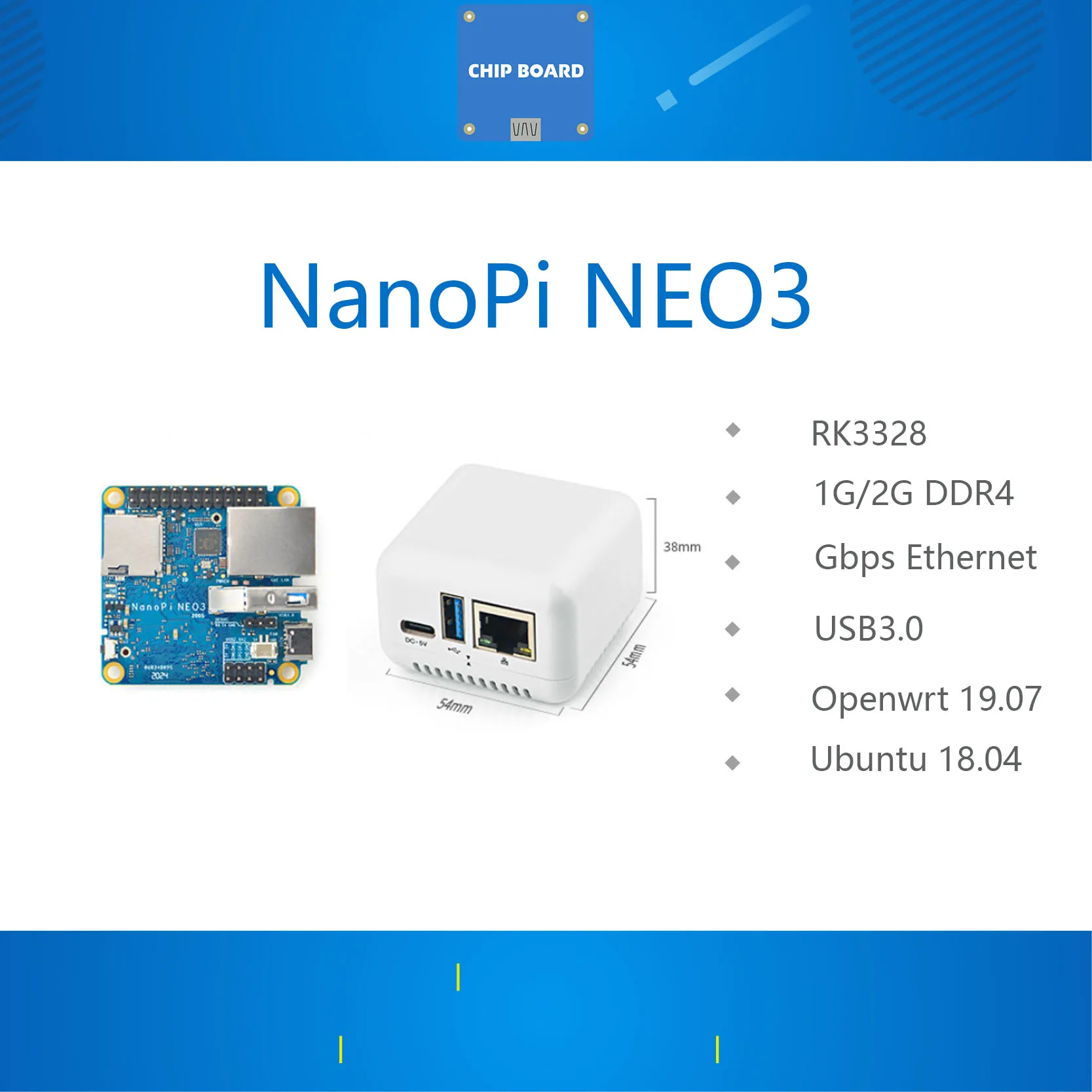 Мини макетная плата NanoPi NEO3 RK3328, гигабитный порт Ethernet, память 1 ГБ/2 ГБ, OpenWrt/LEDE, Прямая поставка