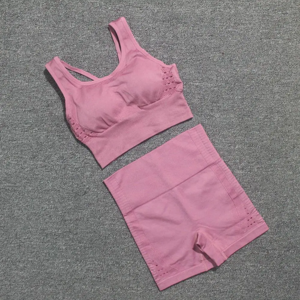 

Новейшие бесшовные комплекты для йоги из 2 предметов, женский спортивный бюстгальтер с перекрестными лямками на спине, одежда для фитнеса + ...