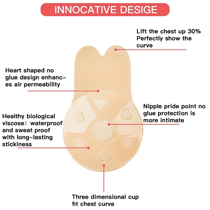 

2PCS/Set Sticky Bra Adhesive Invisible Bra Adhesive Strapless Backless Stick On Bra Breast Stickers Lift Nipple Covers for Women