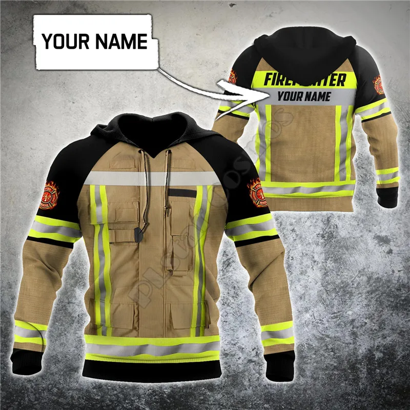 Customize Name Firefighter hoodies 3D Printed Zipper Hoodies/Sweatshirts women for men Halloween cosplay costumes