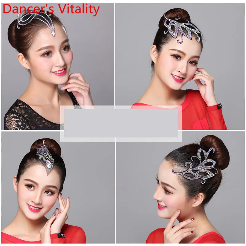 

Modern National Standard Dance Headwear Rumba Samba Competition Rhinestone Accessories Adult Children Professional Decoration
