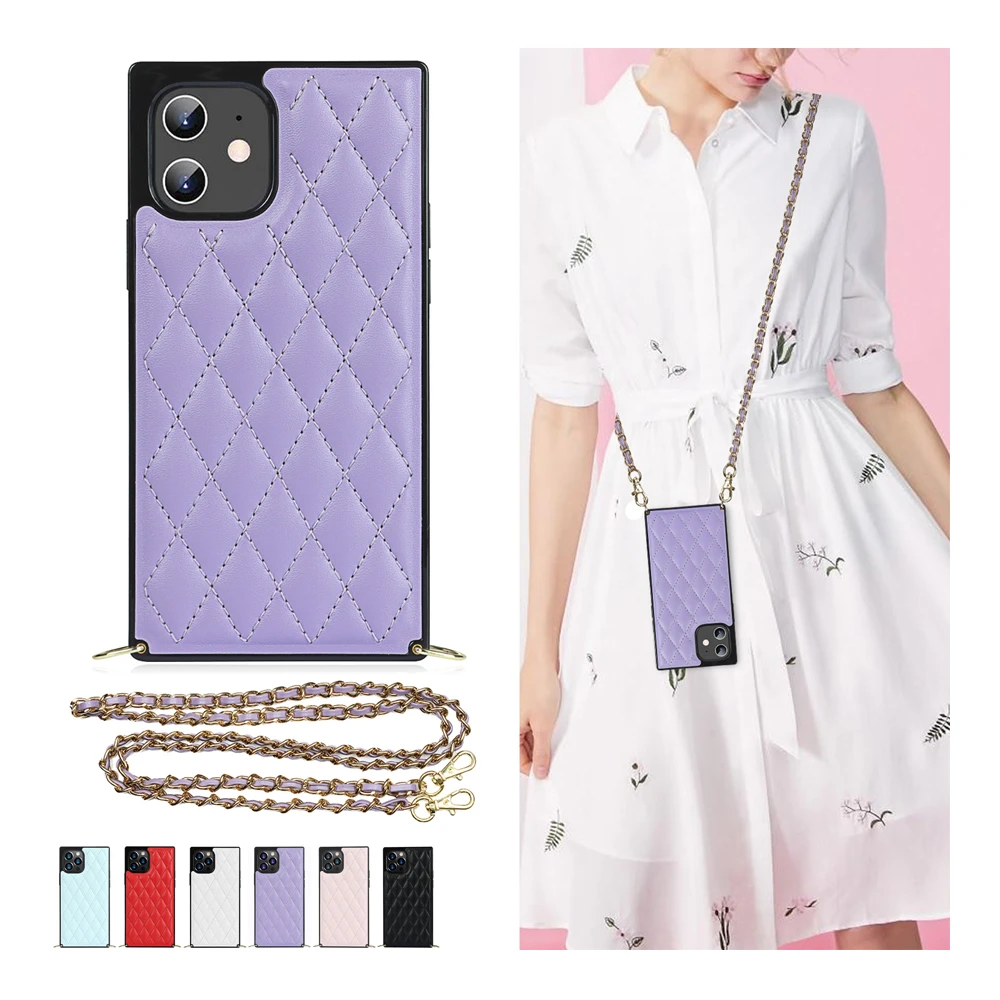 

PU Leather Neck Strap Phone Case For iPhone 12 11 Pro Max 12 Mini XR XS Max 7 8 6 S 6S Plus SE 2020 Crossbody Bag Lanyard Cover
