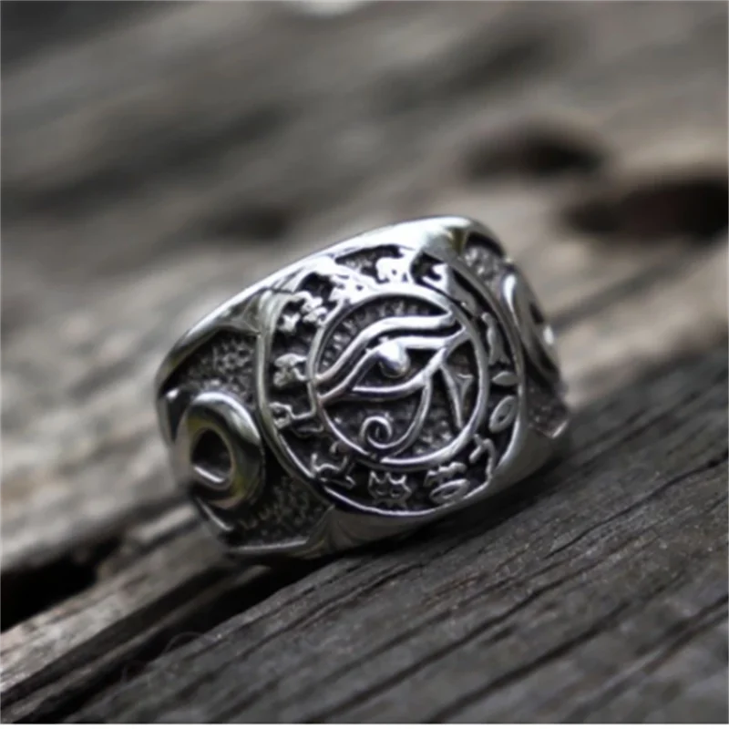 

Egyptian Pharaonic eye Horus amulet motorcyclist ring men's Cross SilveryRing Egyptian ring wholesale