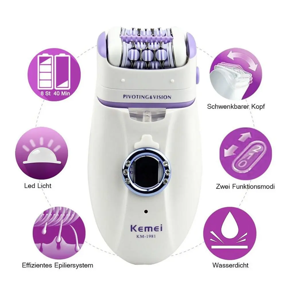 

3 in 1 Electric Epilator For Women Electronic Foot File Female Depilation Machine Rechargeable Hair Removal