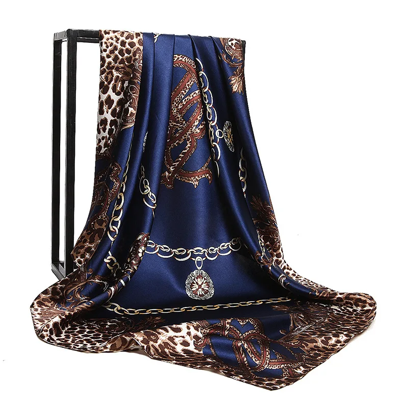 

80-100cm Silk Women Scarf Luxury Brand Royal Thickened Collar Scarf Girl Scarf Plus Size Cashmere Lady Head Accessories