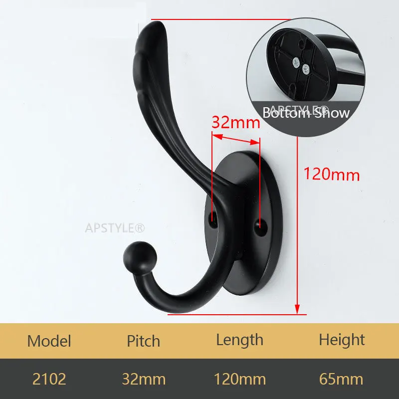 

Black Silver Coat Hooks Wall Mounted with Retro Double Hooks Utility Black Hooks for Coat, Scarf, Bag, Towel, Key, Cap