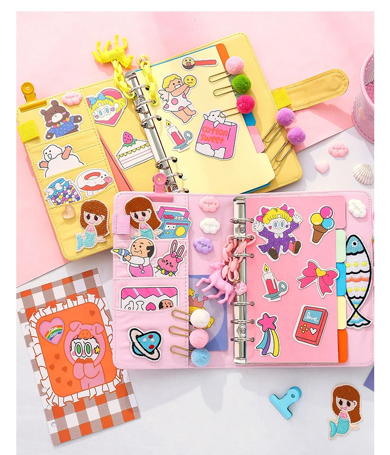 18 шт./компл. Kawaii Единорог ежедневнике Розовый ПВХ прозрачный Тетрадь Kawaii Наклейки на ручку Подарочная коробка для девочек дневник