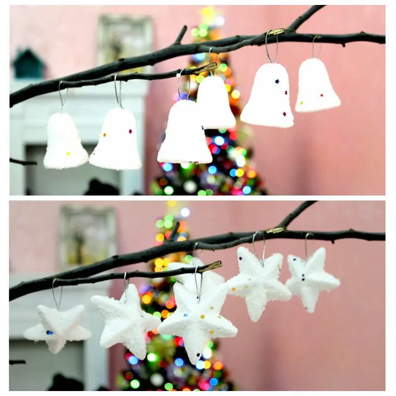 

New 12PCs Merry Christmas Ornaments Star Bell Pendant Christmas Decorations For Home Tree Hanging Festival Party DIY Navidad