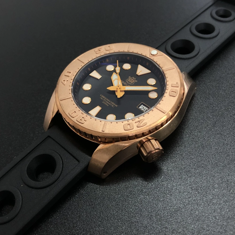 

STEELDIVE 1971S Men Bronze 200m Dive NH35 Automatic Wristwatch C3 Blue Luminous Sapphire Crystal Mechanical Watches