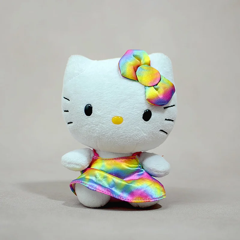 

14cm Hawaiian Flower Dress Anime Figure HelloKittys Soft Plush Doll for Baby Girls Kids Toys Cute Cat Gift Kawaii Room Decor