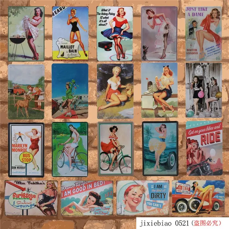 Pin Up Девушка Tintin металлические знаки плакат Автомобильная пивная доска настенная