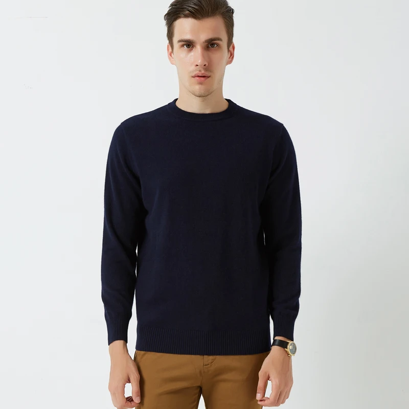 Свитер мужской зимний теплый с длинным рукавом и круглым вырезом | Мужская одежда