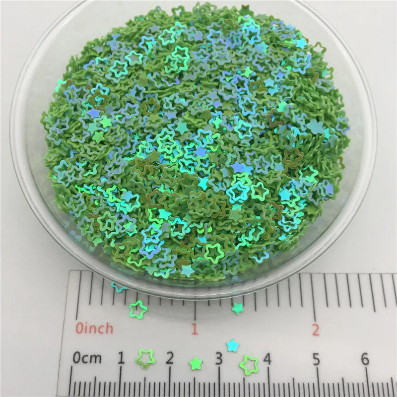 AB Light Green 3 мм полые звезды P ПВХ свободные блестки для маникюра ногтей, свадебные конфетти, аксессуары для орнамента/рукоделия - Цвет: AB Light Green
