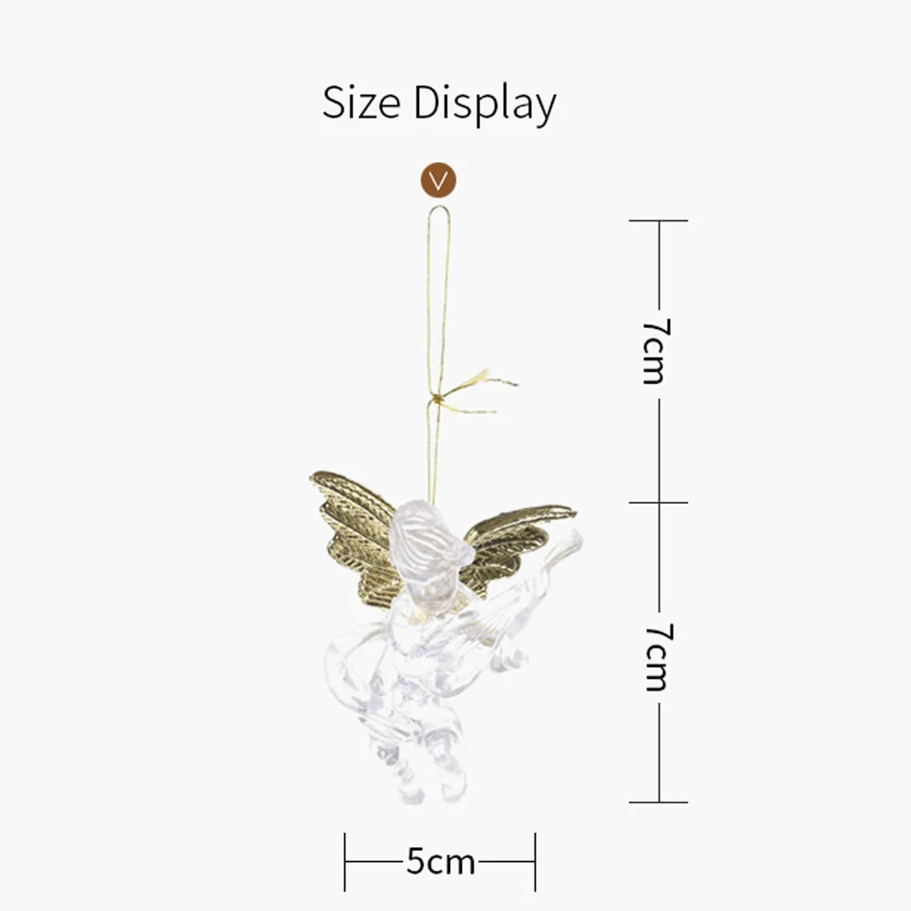 

4Pcs diy Christmas village Angel Pendant Transparent Angels Furnishing Hanging Decor Christmas Tree Home Window Party Favors