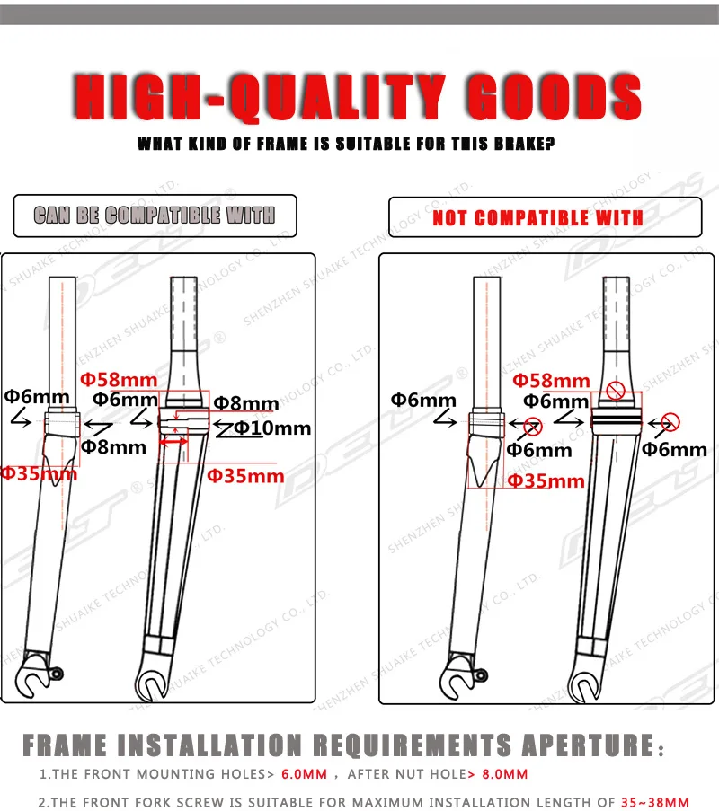 

Road bicycle cycle bike brake c clip side pull caliper brake F30 / R13mm and 47-57mm black white Accessories