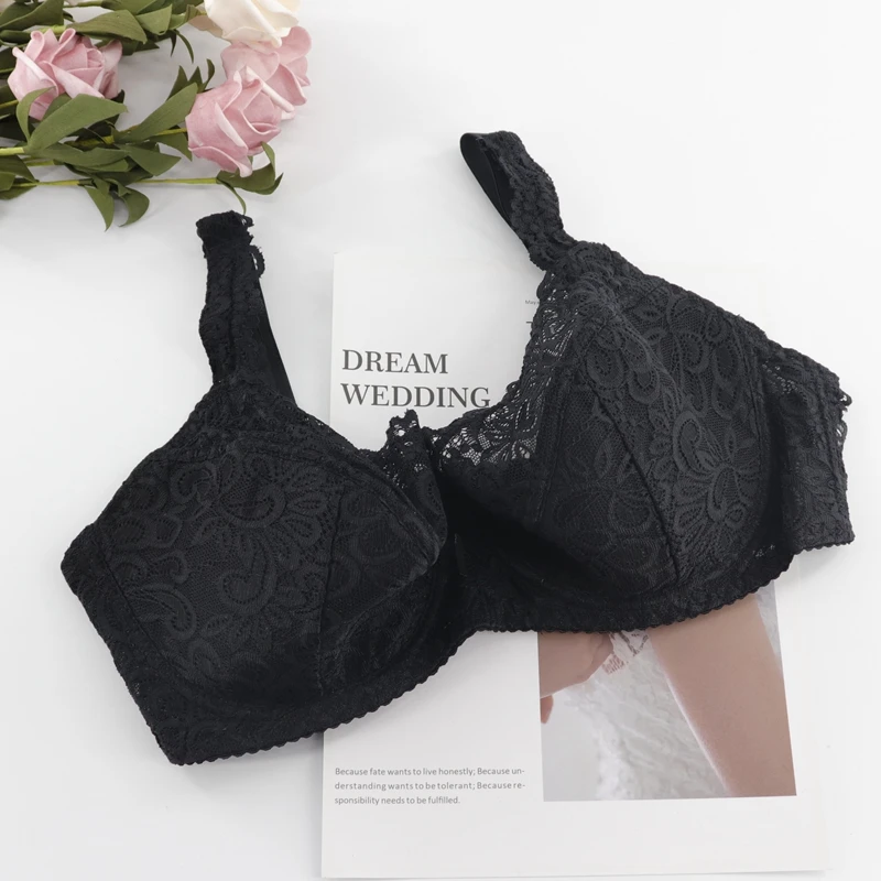 B3-Black PairFairy, сексуальный кружевной бюстгалтер с цветами, женское нижнее белье, хлопковое нижнее белье с подкладкой, бюстгальтер с регулируемыми бретельками, Sheer BH 34E 36E 38E 40E 42E 44E - Цвет: B3-Black
