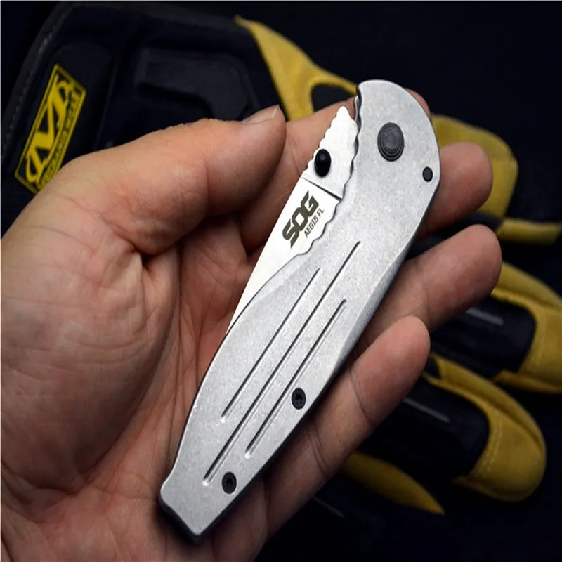 

folding knife 8Cr13 blade Stainless steel grey titanite wash handle Pocket tactical outdoor camping survival hunting hand tool