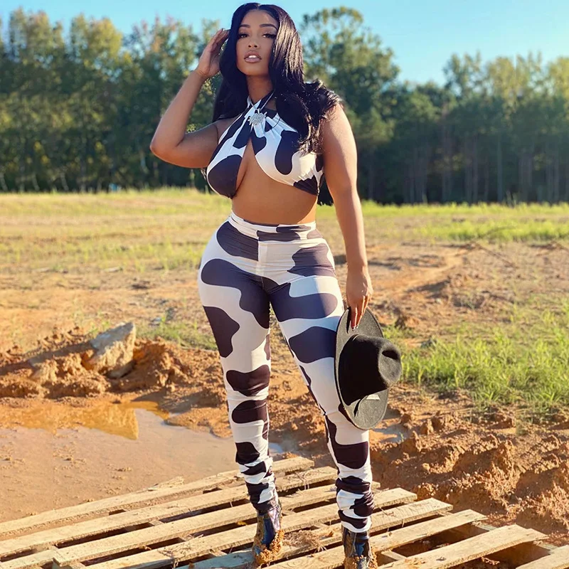 

High Waist Women Tracksuit Yoga Sportswear Halter Crop Top Pant Suits Two Piece Set