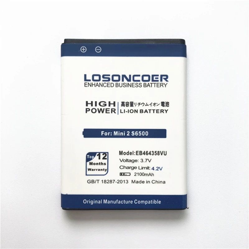 100% Оригинальный LOSONCOER 2100 мАч EB464358VU для Samsung Galaxy Y Duos S6102 Mini 2 S6500 S6802 Ace Plus S7500