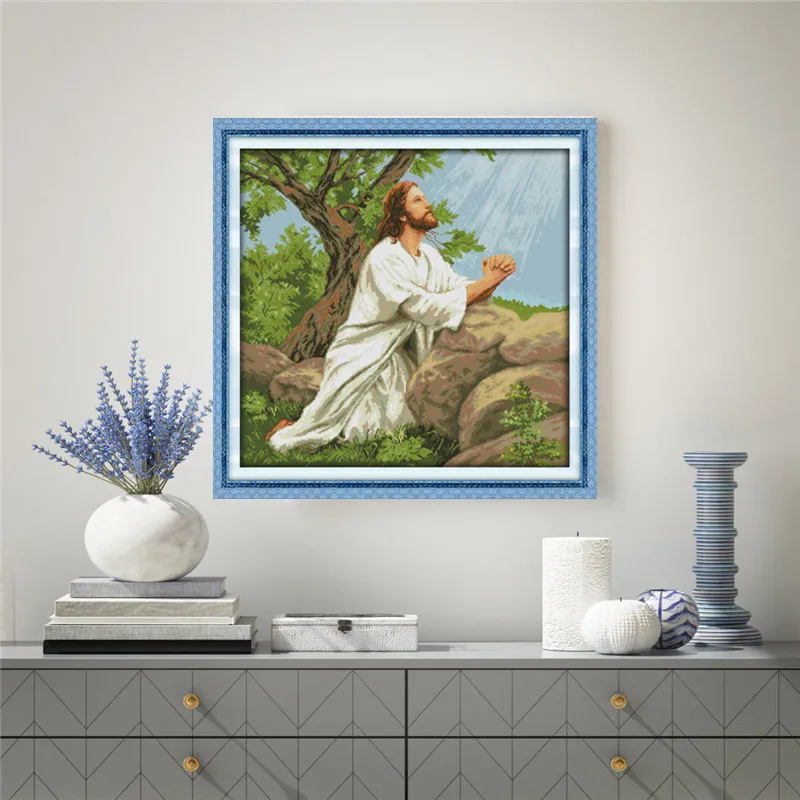 Joy Sunday Praying Jesus Christian Home Decor Counts Printed Canvas Cross Stitch Kits 14CT DMC Embroidery Needlework Sets Sales | Дом и сад