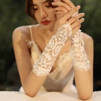fashionable eblow length wedding bride gloves lace bridal dress luxury long fingerless accessories party