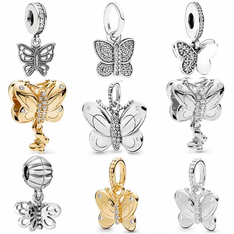 

DIY Charm Friends Forever Decorative Spring Butterfly BEAD 925 Sterling Silver Beaded Fashion WOMAN PENDANT Bracelet Jewelry