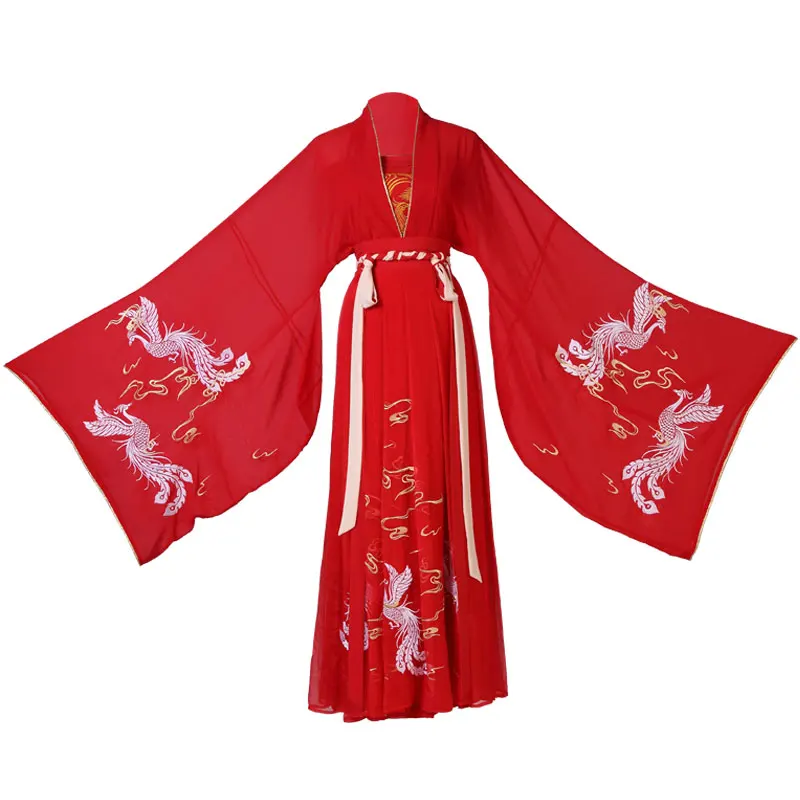 

language cat huang jin hanfu female authentic original xiangyun phoenix big sleeve shirt red mandarin together