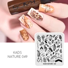 KADS штампованные пластинки для ногтей природа 049 штампы для ногтей шаблон пластины цветок листья перо изображение Трафарет Инструмент DIY ногти