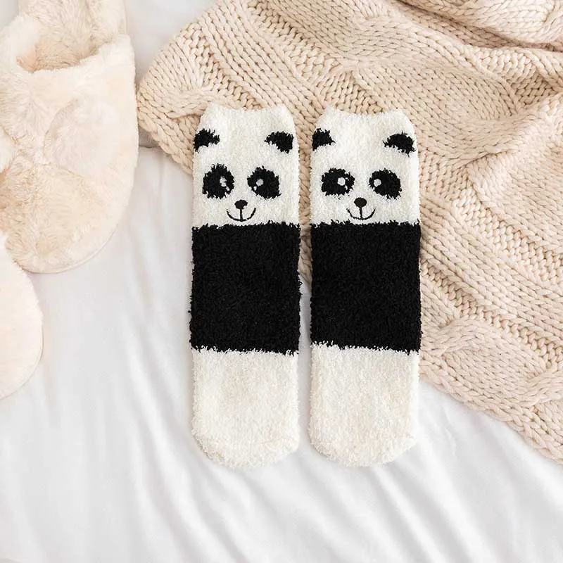[HEPOSCKONE]Cute Animal Panda Penguin Floor Socks Women Christmas Warm Funny Calcetines Mujer For Ladies Girl's Gifts | Женская