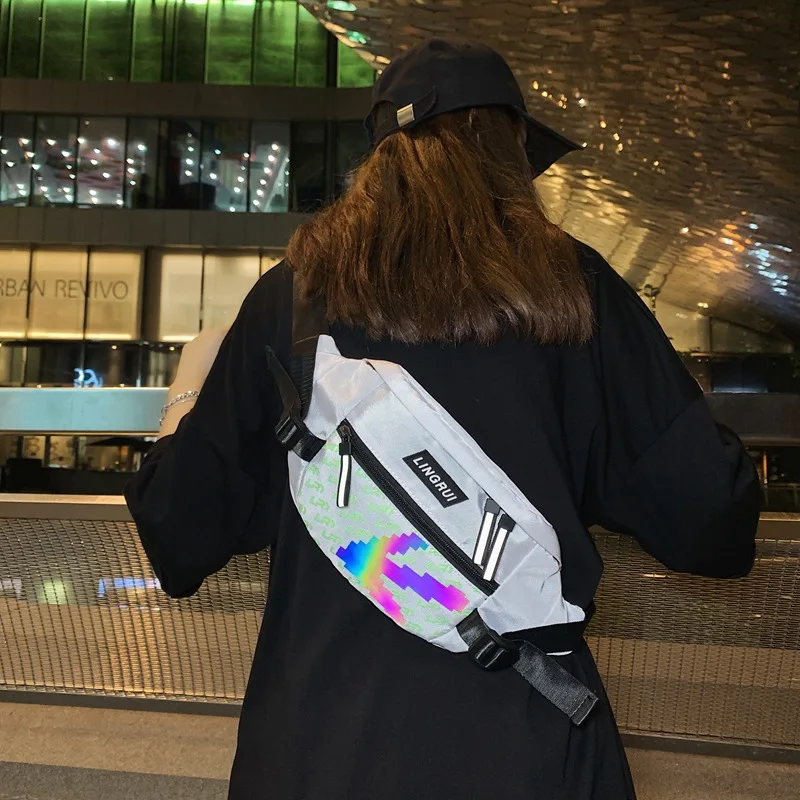 Men's Mobile Phone Multi-function Waist Bag Reflective Single Shoulder Bag Sports Leisure Cross Chest Bag 2021