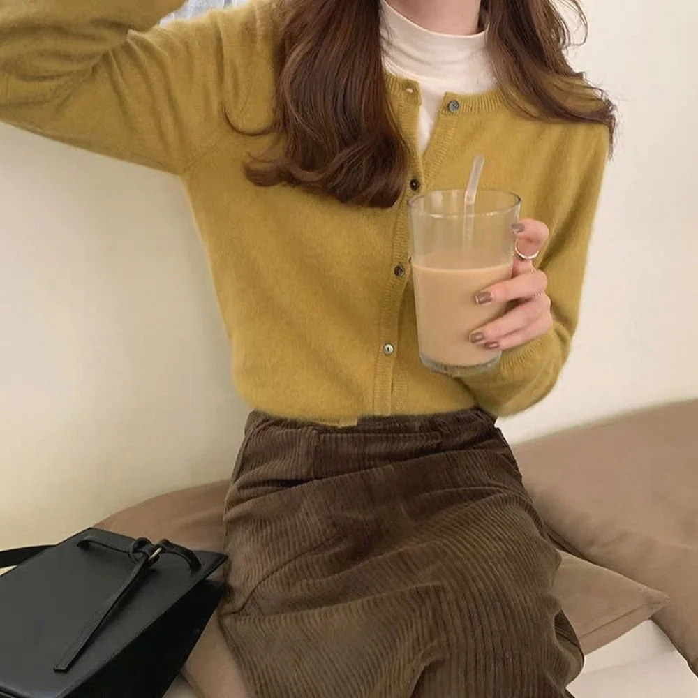 

Короткий вязаный кардиган, свободный свитер, куртка, Женский Повседневный тонкий вязаный джемпер, куртка, Осень-зима, новая мода