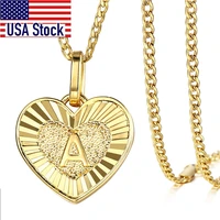 initial a z letters necklace gold color heart shaped love charm alphabet pendant for women girls unique name jewelry gifts gp419