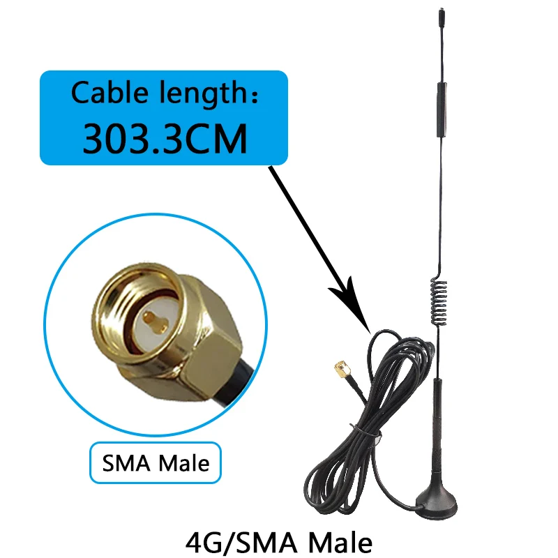 Grandwisdom 20PCS 3G4G LTE Antenna 12dbi SMA Male Connector Aerial 698-960/1700-2700Mhz IOT magnetic base 3M Clear Sucker Antena