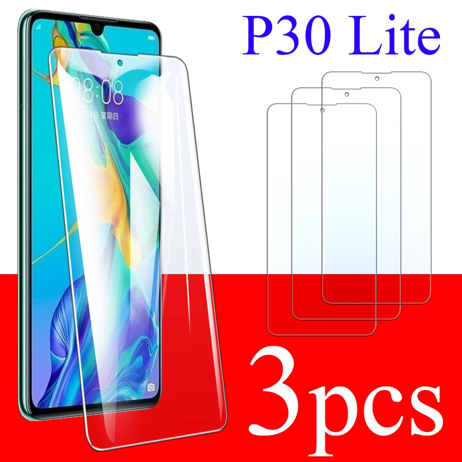 

Защитное стекло для huawei p30 lite, защитная пленка из закаленного стекла huawy p30lite, прозрачное стекло 9h hd, 3 шт.